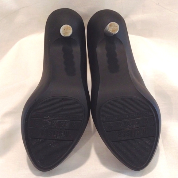 Black Melissa x Karl Lagerfeld "PEARL" Bead Peep Toe Heel Pumps US Size 7 - Picture 8 of 9